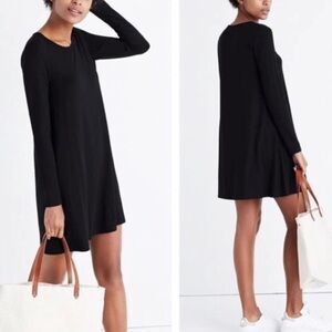 Madewell Shift Dress Long Sleeve Swingy Black Tee XS